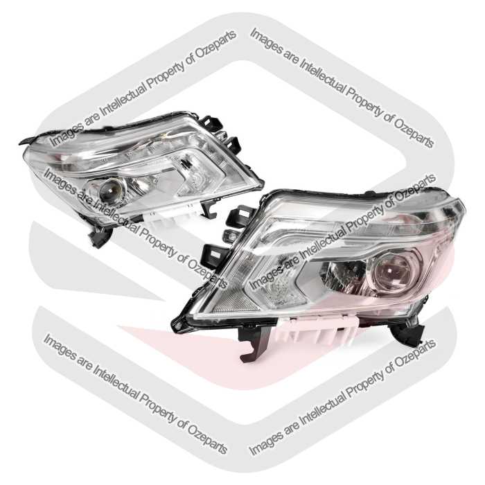 TYC Fits Nissan Navara D23 NP300 ST STX (Vin MNT) 2015 | Headlights Head Lights Front Lamps (LED Projector) Manual Adjuster | Paif of Left + Right