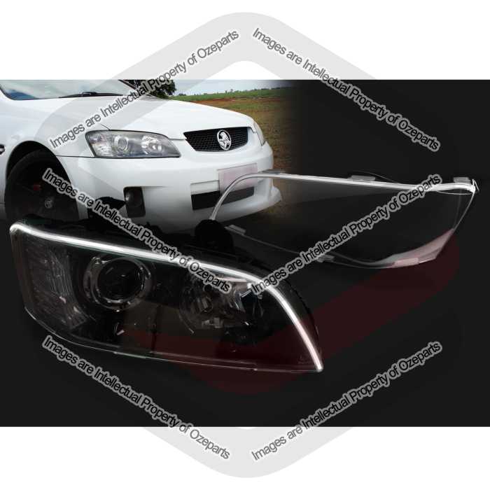 Pair Headlight Protectors With LED DRL Stripe For Holden Commodore VE Series 1