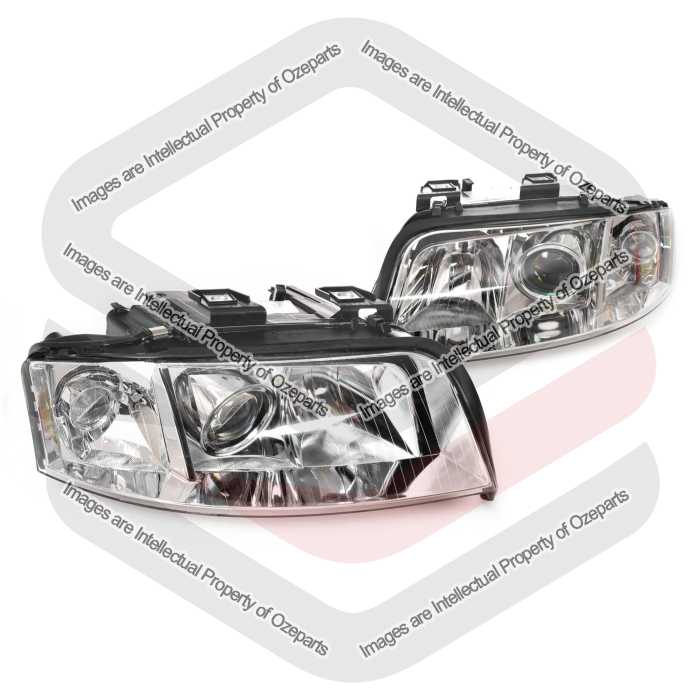 TYC Fits Audi A6 Sedan 2001~2004 | Headlights Head Lights Front Lamps (Halogen Type) | Pair of LH LHS Left Hand + RH RHS Right Hand