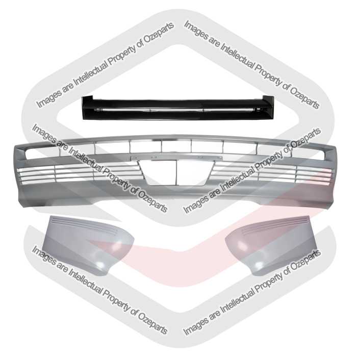 Set 4 Front Bumper Centre + Bar Ends + Grille For Holden Commodore VL 1986~1988