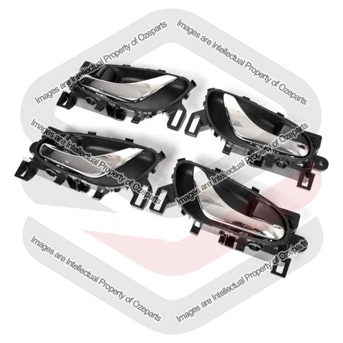 Ozeparts Fits Nissan XTrail X-Trail T32 2014~2020 SUV | FRONT + REAR Inner Door Handles (Chrome Lever) | Set 4 Pcs (Pair of LH Left + RH Right)