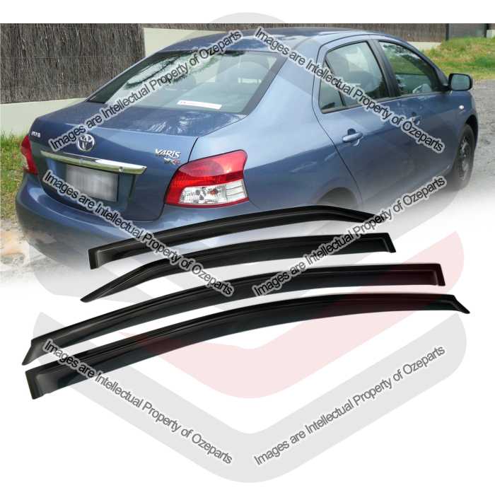 Ozeparts Fits Toyota Yaris NCP93 2006~2016 4 Door Sedan Only | Complete Set of 4 Pcs Weathershield Weather Shields Sun Window Visor