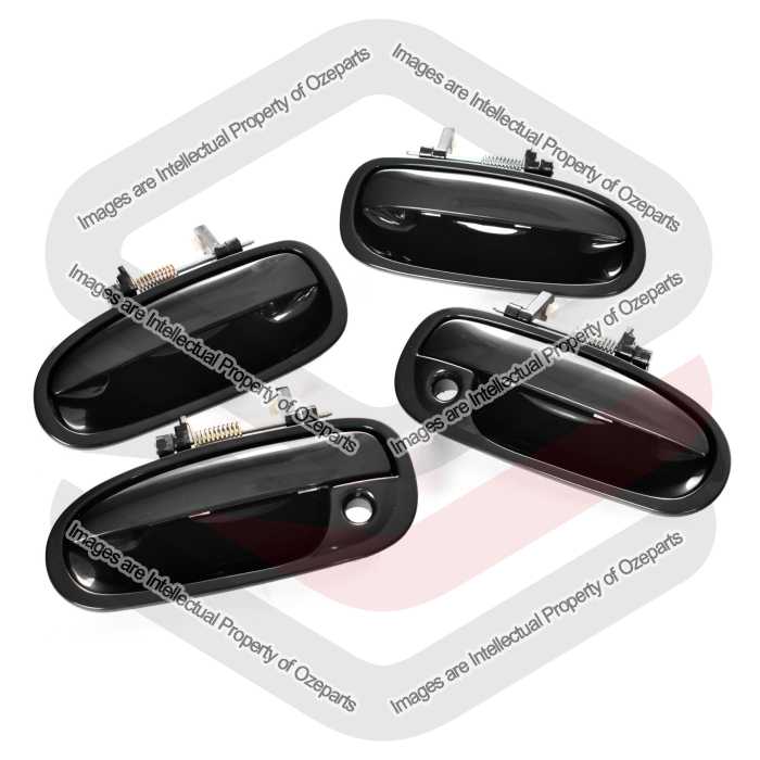 Ozeparts Fits Honda Civic EK Sedan 1995~2000 | FRONT + REAR Outer Door Handles (Gloss Black) | Pair of LH LHS Left Hand + RH RHS Right Hand