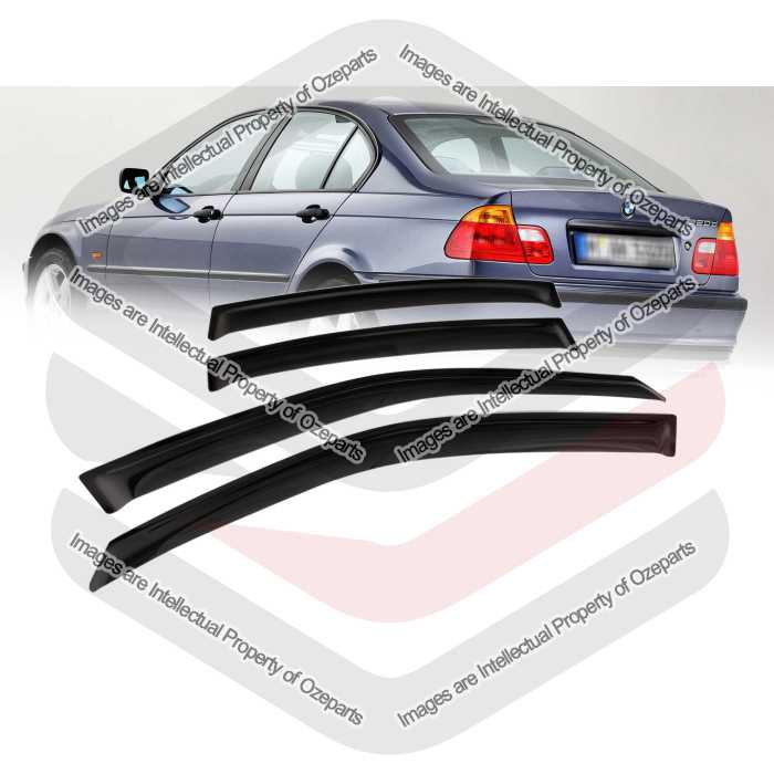 Ozeparts Fits BMW 3 Series E46 1998~2005 4 Door Sedan | Complete Set of 4 Pcs Weathershield Weather Shields Sun Window Visor