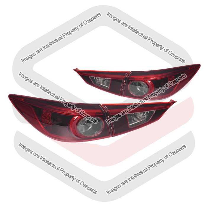 Pair LH+RH Tail Light + Inner Boot Lid Lamp LED For Mazda 3 BM BN Sedan 13~19