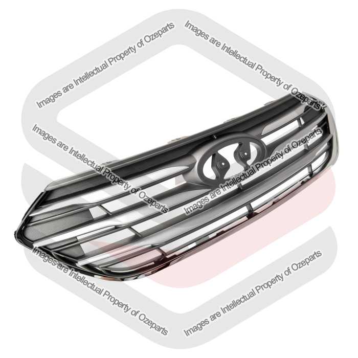 Main Radiator Grille Upper Front Grill No Camera For Hyundai Santa Fe DM 15~18