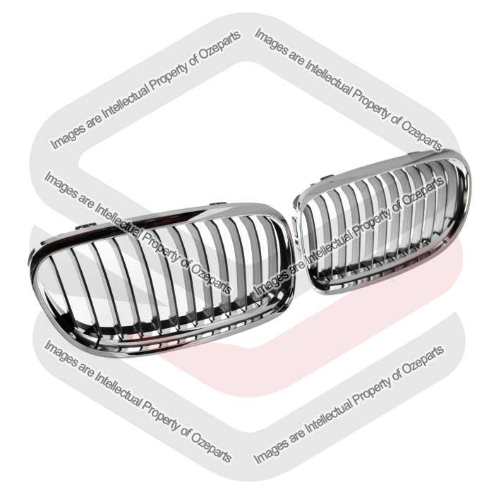 Ozeparts Fits BMW 3 Series E90 LCI Series 2 Sedan 2008~2012 | Main Radiator Upper Kidney Grilles Top Grill (Chrome Black) | Pair LH Left + RH Right