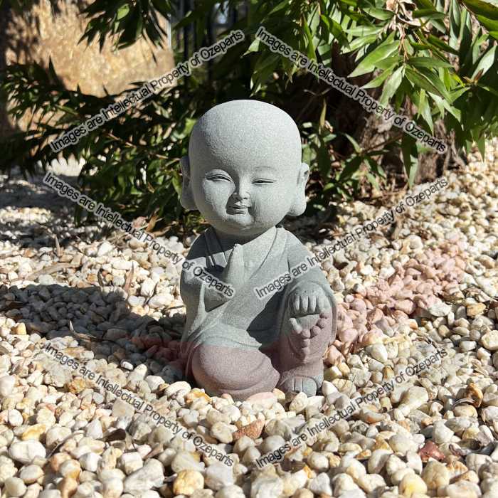 Japanese Garden Indoor Outdoor Granite Stone Kong Fu Monk Baby Buddha Statue v2