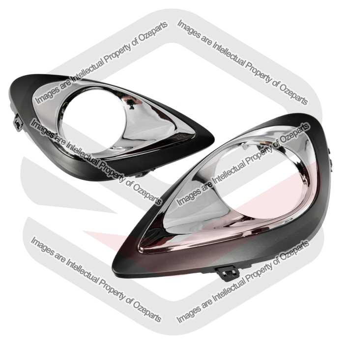 Ozeparts Nissan Micra K13 Series 2 2015~2016 5 Door Hatch | Fog Light Lamp Bezel Covers (Chrome) | Pair of LH Left Hand + RH Right Hand