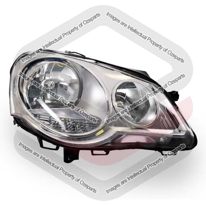 RH RHS Right Hand Head Light Lamp Chrome For VW VolksWagen Polo 9N 2005~2010