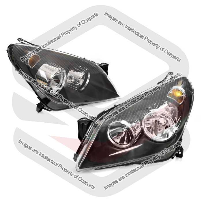 Set / Pair LH+RH Head Light Front Lamp Black For Holden Astra AH Series 04~10