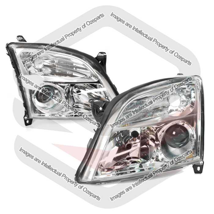 Set / Pair LH+RH Head Light Lamp (Chrome) For Holden Vectra ZC CD CDX 2003~2006
