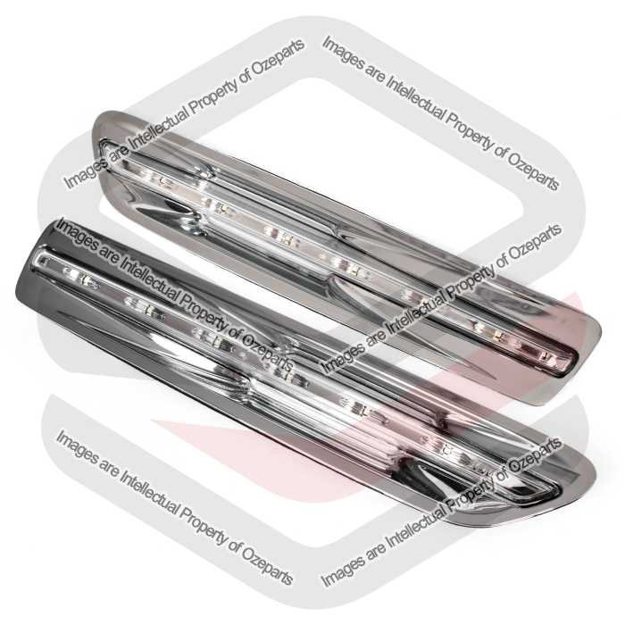 Holden Statesman WM WN Pair LH+RH LED Guard Flasher Indicator Light Lamp Chrome