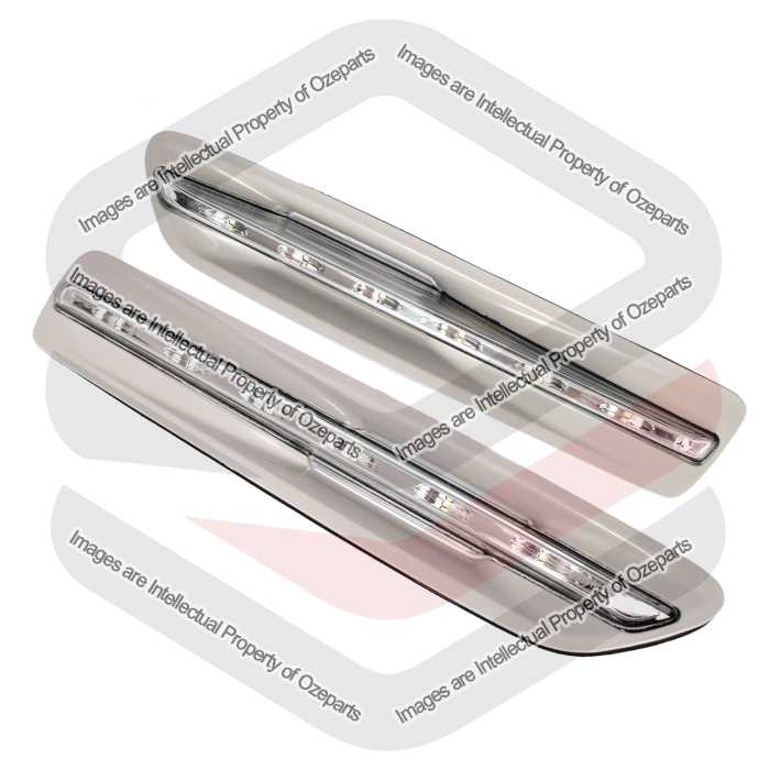 Pair LH+RH LED Guard Flasher Indicator Light GREY For Holden Statesman WM WN