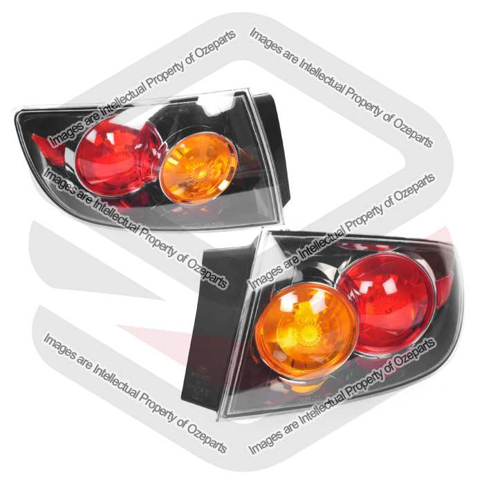 Set Pair LH+RH Tail Light Lamp Black For Mazda 3 BK s1 03~06 4 Dr Sedan SP23