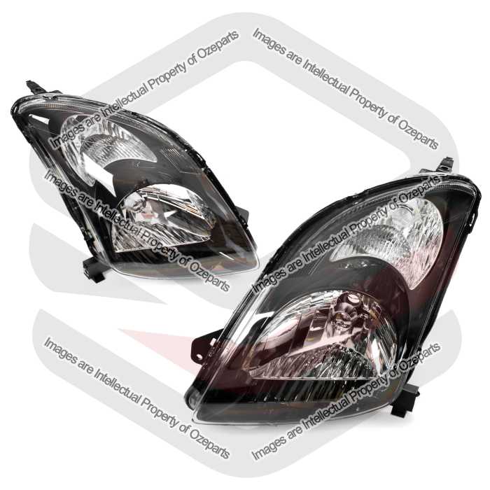 Set Pair LH+RH Head Light Lamp (Black) For Suzuki Swift Sport RS416 2005~2011