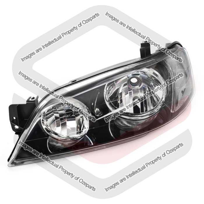 TYC Fits Ford Falcon BA BF Series 1 XT 2002~2006 Sedan Wagon Ute | Headlight Head Light Front Lamp (Black) | LH LHS Left Hand (Passenger Side)