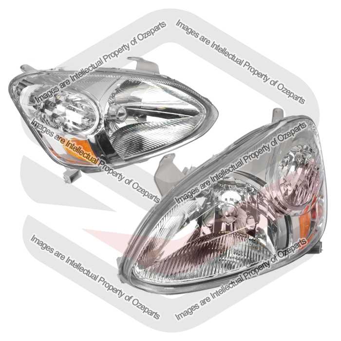 Pair of LH+RH Head Light Lamp For Toyota Echo BT 4 Door Sedan 2002~2005