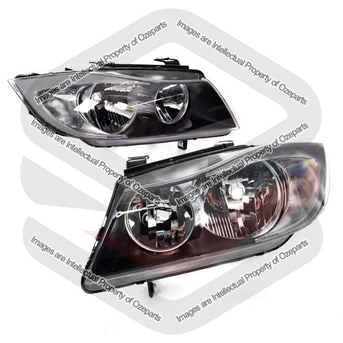 TYC Fits BMW 3 Series E90 E91 Series 1 Sedan Wagon 2005~2008 | Headlights Head Lights Front Lamps (Non Xenon) | Pair of LH Left Hand + RH Right Hand
