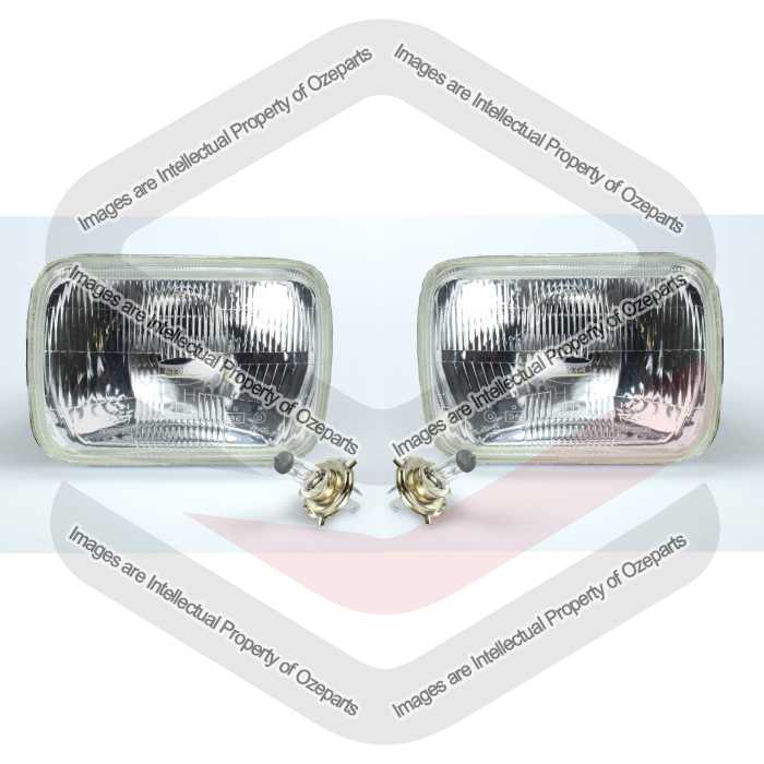 Pair Head Light Lamp With H4 Globe Glass Lens For Toyota Hiace 1982~2004