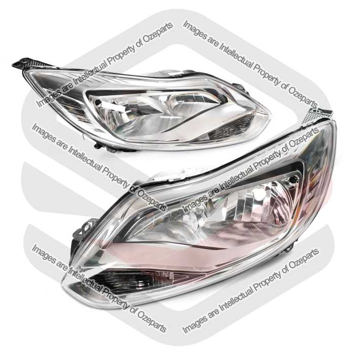 TYC Fits Ford Focus LW 2011~2015 Sedan & Hatch | Head Lights Front Lamps Halogen (Chrome) | Pair of LH Left Hand (Passenger) + RH Right Hand (Driver)