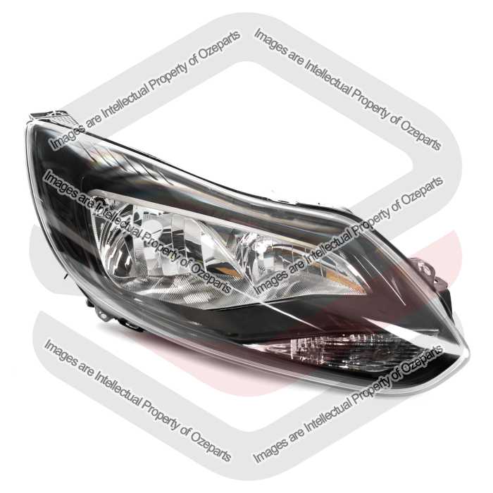 TYC Fits Ford Focus LW 2011~2015 Sedan & Hatch | Headlight Head Light Front Lamp Halogen (Black) | RH RHS Right Hand (Driver Side)