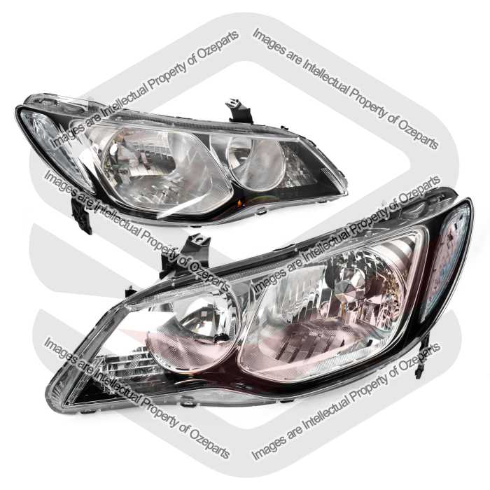 TYC Fits Honda Civic FD Sedan / Hybrid 2006~2008 | Headlights Head Lights Front Lamps | Pair of LH Left Hand (Passenger) + RH Right Hand (Driver)