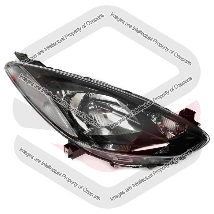 RH RHS Right Hand Head Light Lamp Black For Mazda 2 DE Neo Maxx Genki 2007~2014