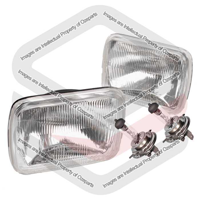 Celica hiace Hilux Townace Courier Rodeo Account Prelude Astina L300 Triton Navara Pathfinder Universal headlights 7x5 180mm x130mm Glass + H4 Globes