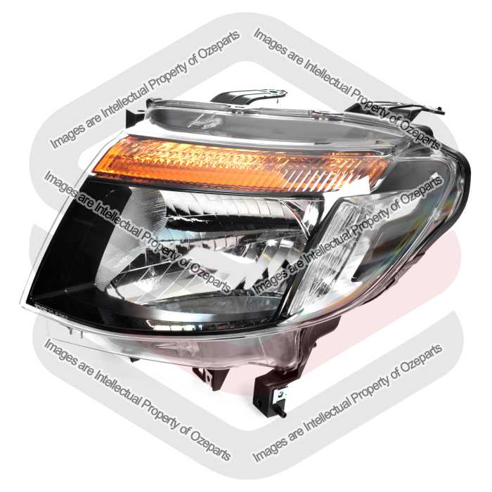 TYC Fits Ford Ranger PX 2011~2015  XL XLS Wildtrak | Headlight Head Light Front Lamp (Black) | LH LHS Left Hand (Passenger Side)
