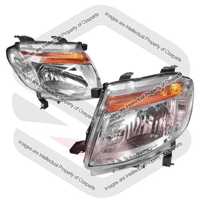 TYC Fits Ford Ranger PX 2011~2015 XLT | Headlights Head Lights Front Lamps (Chrome) | Pair of LH Left Hand (Passenger) + RH Right Hand (Driver)