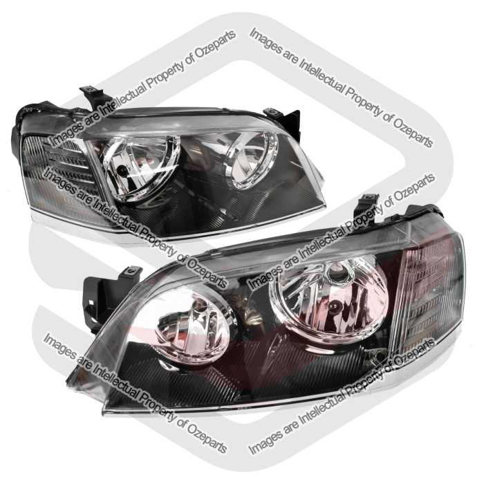 Ozeparts Fits Ford Territory SX SY Series 1 2004~2009 | Headlights Head Lights Front Lamps (Black Reflector) | Pair of LH Left + RH Right