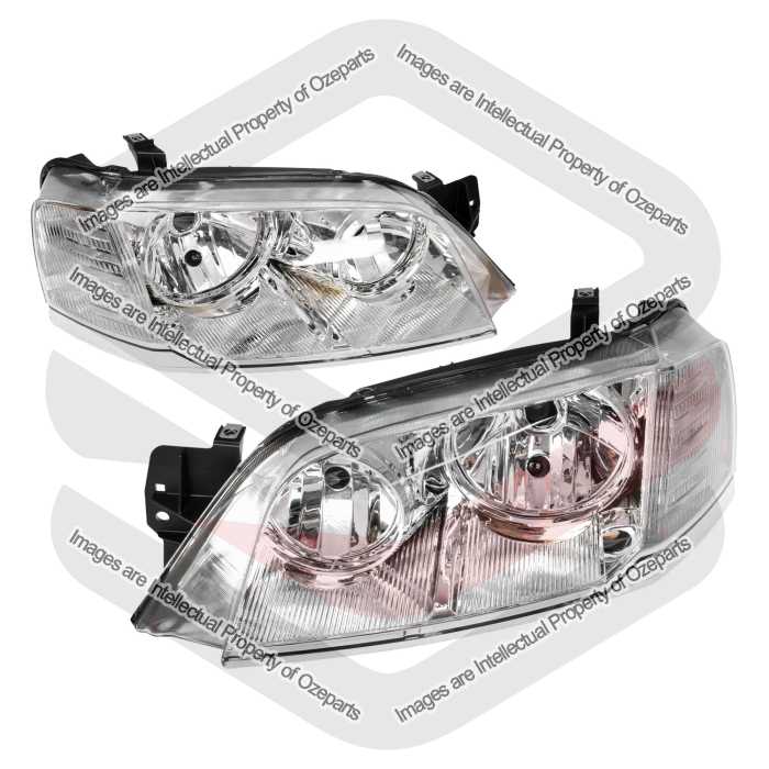 Ozeparts Fits Ford Territory SX SY Series 1 2004~2009 | Headlights Head Lights Front Lamps (Chrome Reflector) | Pair of LH Left + RH Right