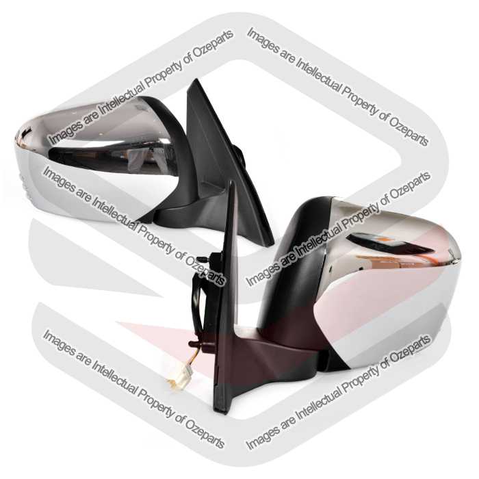 Pair LH+RH Electric Door Mirror Chrome For Mitsubishi Challenger PB 2009~2013