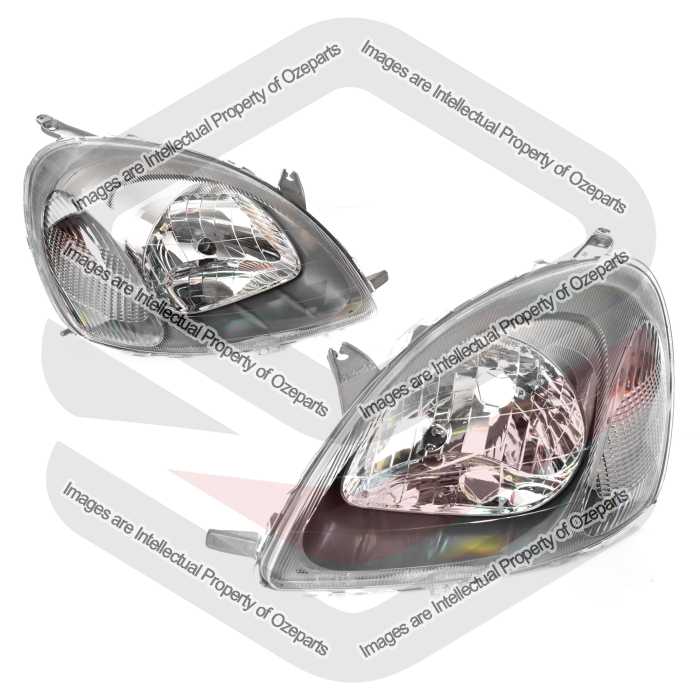 Set Pair LH+RH Head Light Lamp For Toyota Echo 3/5 Door Hatch JW/KW 1999~2002