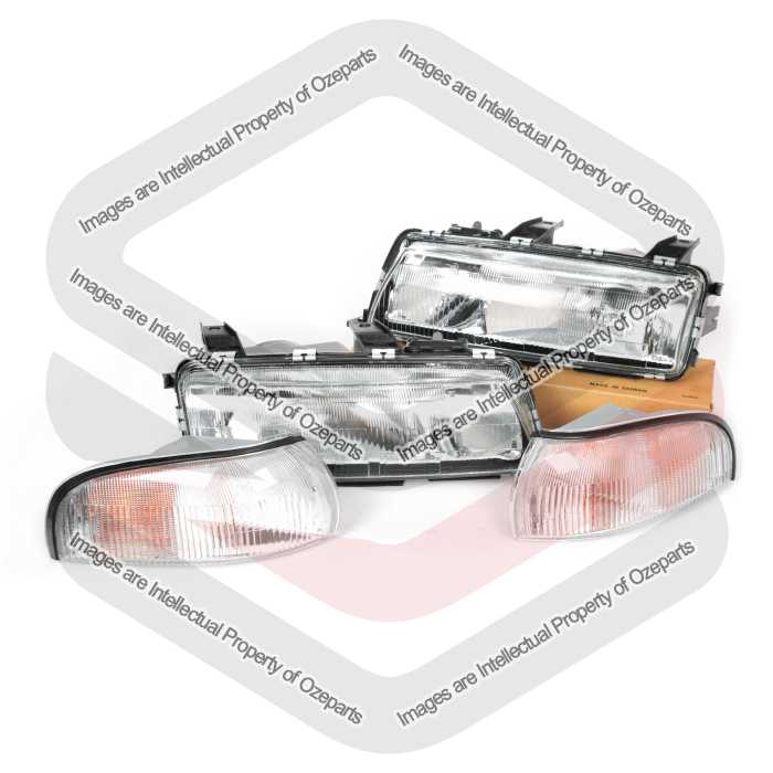 Set 4 pcs Pair LH+RH Head Light + Corner Lamp For Holden Commodore VP 1991~1993
