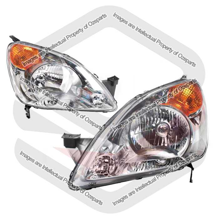 TYC Fits With Honda CRV CR-V RD Series 3 SUV 2001~2004 | Headlights Head Lights Front Lamps (Amber Indicator Lens) | Pair of LH Left + RH Right