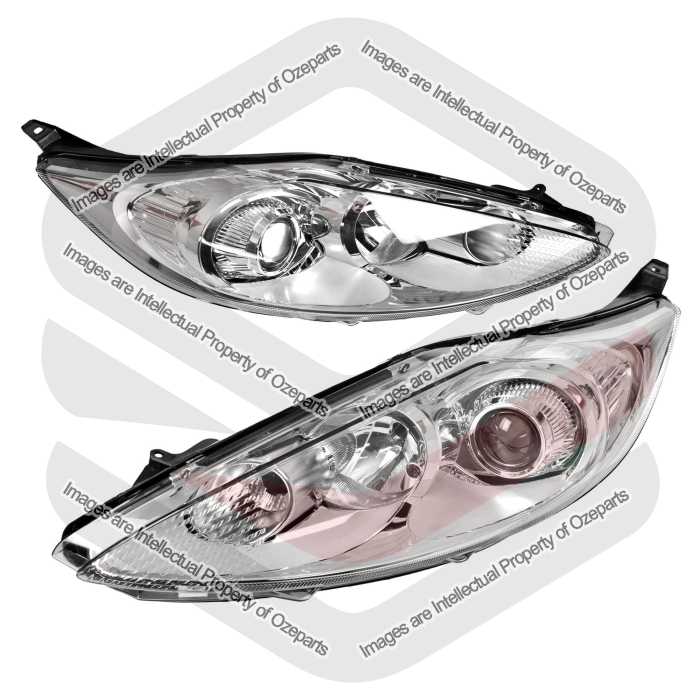 TYC Fits Ford Fiesta WS Hatch Zetec Vin WF0 2008~2012 | Headlights Head Lights Front Lamps (Chrome Projector) | Pair of LH Left Hand + RH Right Hand