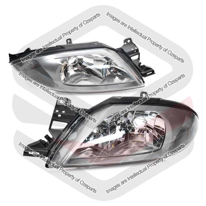 TYC Fits Ford Falcon / Fairmont AU Series 1 1998~2000 Sedan Ute Wagon | Headlights Head Lights Front Lamps (Silver Grey) | Pair of LH Left + RH Right