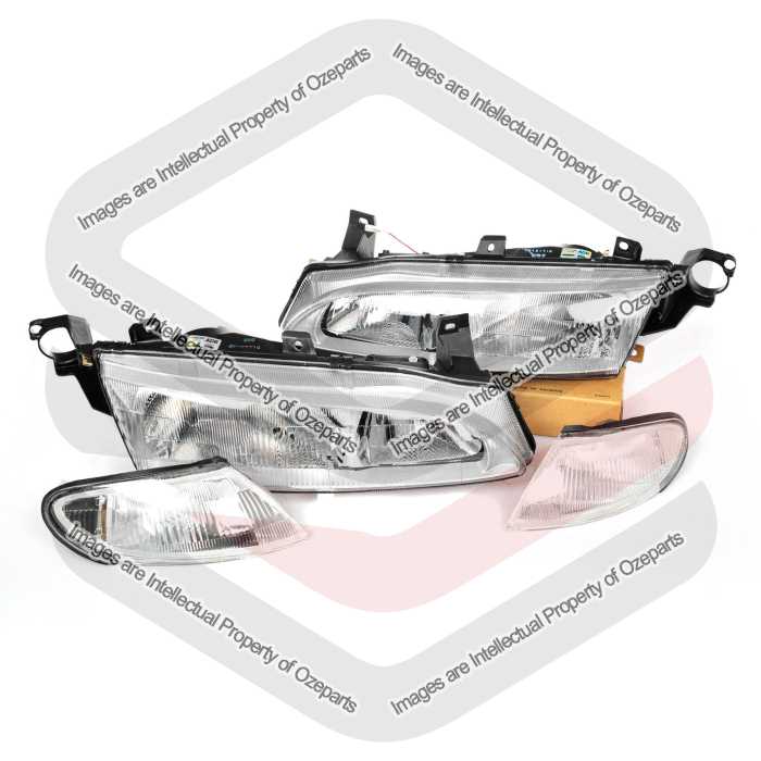 TYC Fits Ford Falcon / Futura EF 1994~1996 / XH Ute 1996~1999 | Front Headlights Head Lights + Indicator Corner Lamps | Pair of LH Left + RH Right