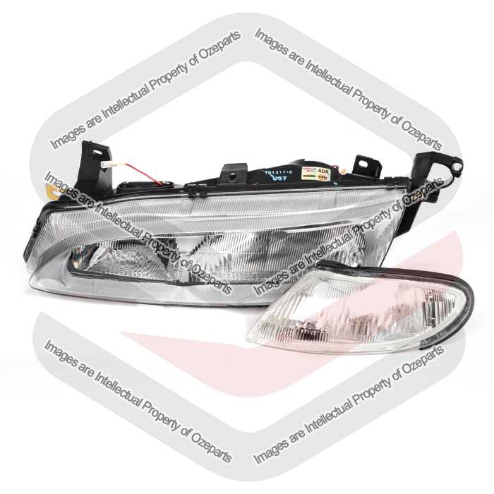 TYC Fits Ford Falcon / Futura EF 1994~1996 / XH Ute 1996~1999 | Front Headlights Head Lights + Indicator Corner Lamps | LH Left Hand (Passenger Side)