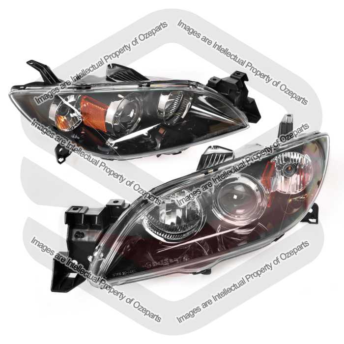 Set Pair LH+RH Head Light Lamp For Mazda 3 BK SP23 / 4 Door SEDAN 2003~2009