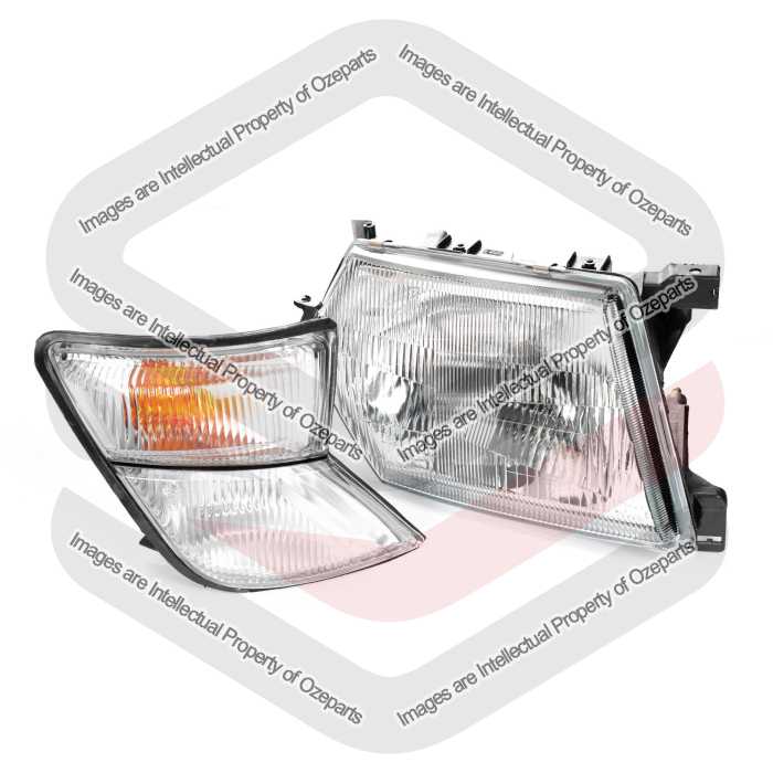 TYC Fits Nissan Patrol GU / Y61 Series 1 Wagon 97~02 Ute Tray Cab Chassis 99~02 | Head Light Lamp + Corner Light | Set 2 Pcs of RH Right Hand (Driver)