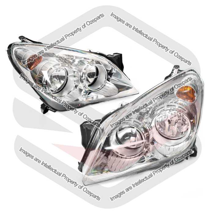 Pair LH+RH Head Light Lamp Chrome For Holden Astra AH Series 2 2004~2010