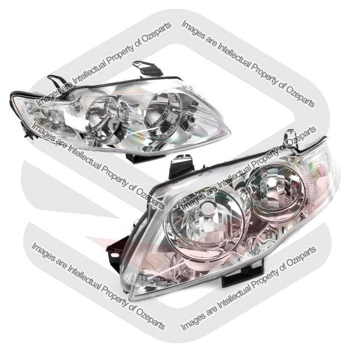TYC Fits Ford Falcon FG Series 1 G6 G6E 2008~2011 | Head Lights Front Lamps (Chrome) | Pair of LH Left Hand (Passenger) + RH Right Hand (Driver)