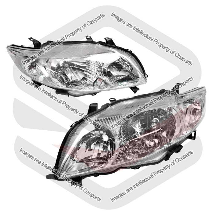 Pair LH+RH Head Light Lamp For Toyota Corolla ZRE152 S1 2007~2010 Sedan Halogen