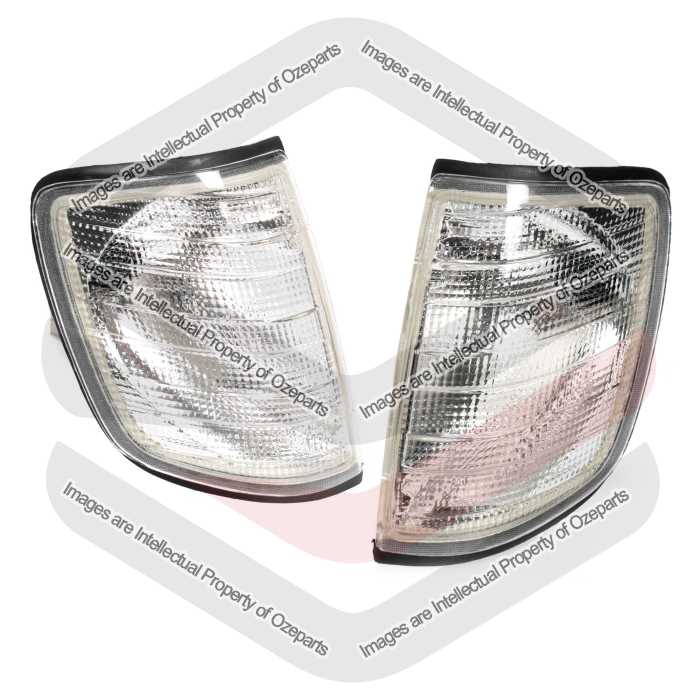 Set LH+RH Corner Light Indicator Lamp Clear For Mercedes Benz E Class W124 86~96