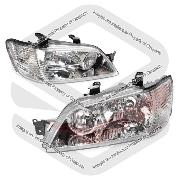 Set / Pair LH+RH Head Light Lamp Chrome For Mitsubishi Lancer CG 2002~2003