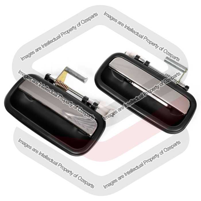 Pair LH+RH REAR Outer Door Handle Chrome Black For Toyota Prado Series J95 96~02