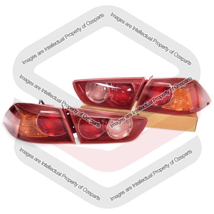 TYC Fits Mitsubishi Lancer CJ CF Sedan 07~18 | Outer Tail Lights Lamps + Boot Lid Inner Tailllights (Red) | Set 4 Pcs of LH Left Hand + RH Right Hand
